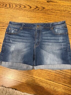 Buffalo David Bitton Women's Mid Wash Denim Roll-Cuff Shorts - Blue